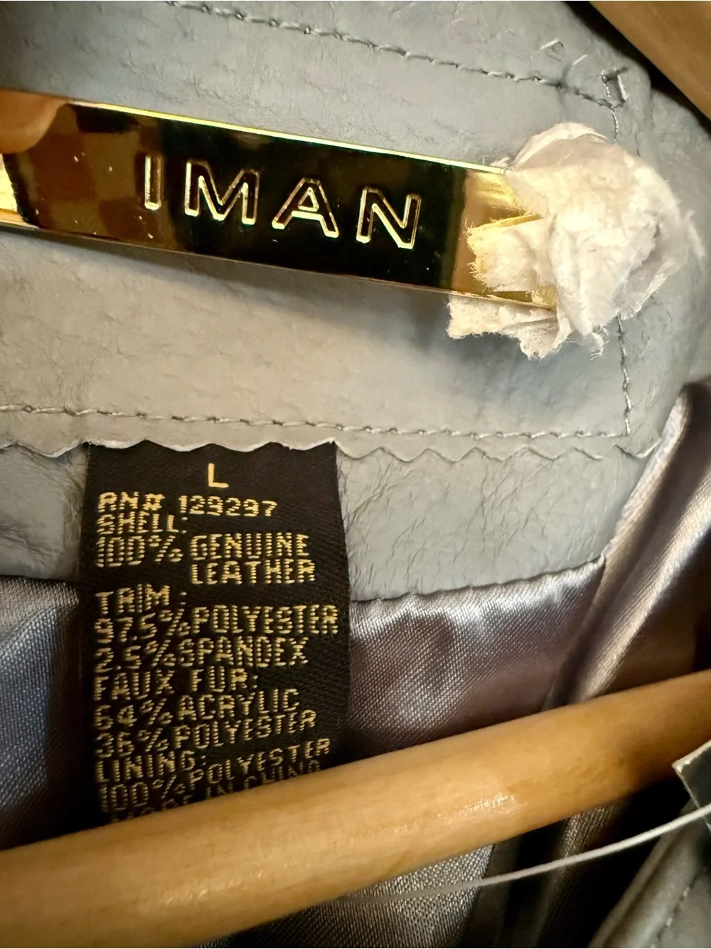IMAN Gray Quilted Asymmetrical Leather Jacket
